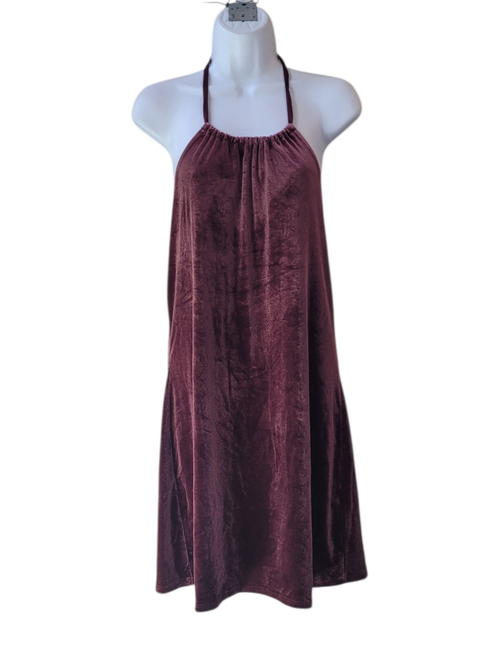 WILD FABLE Dark Red Velvet Halter Mini Dress Size XL